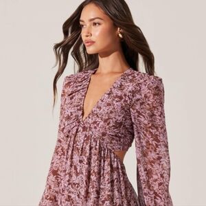 ASTR the Label V-Neck Cutout Midi Dress